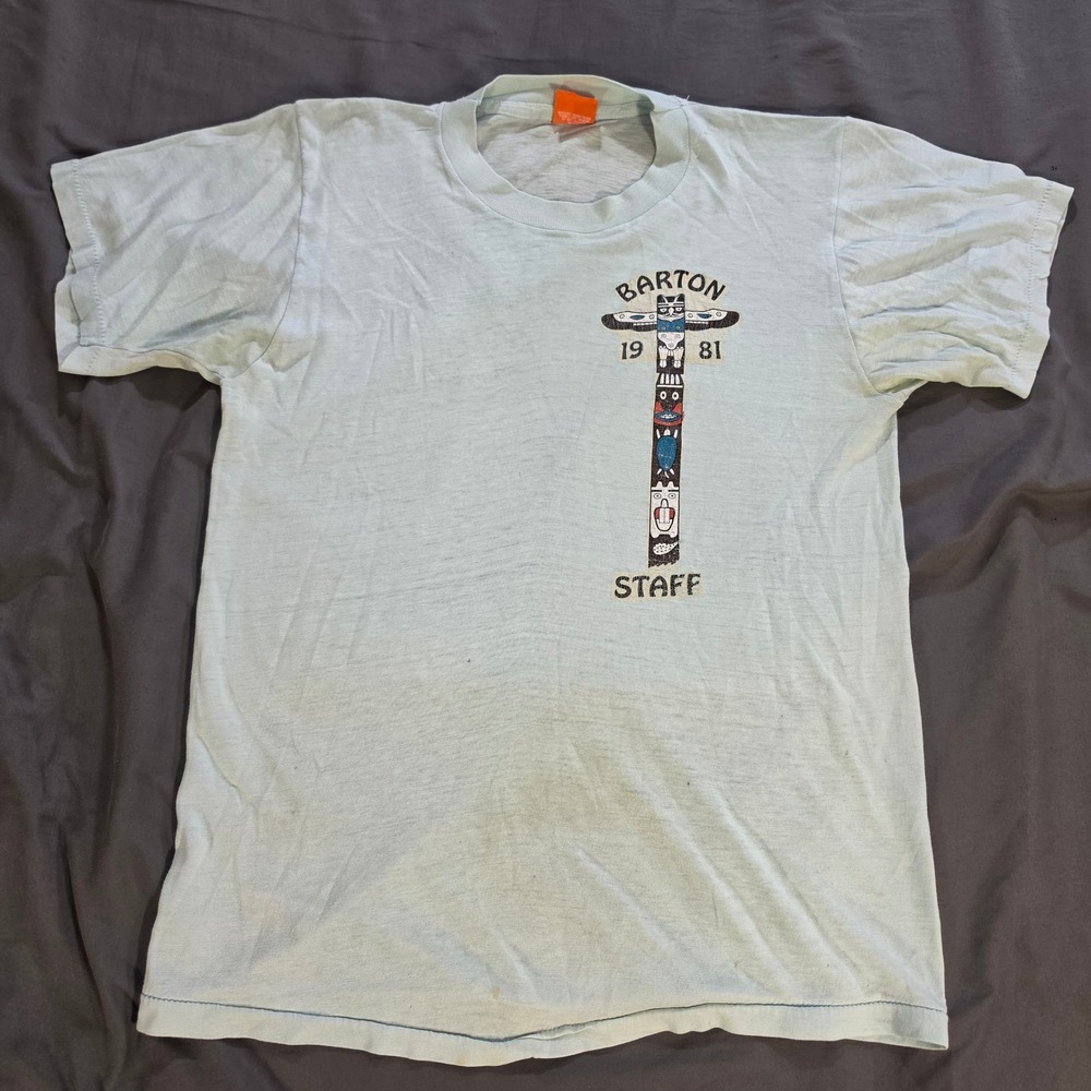 Vintage 1981 Barton Staff T-Shirt Super Screen Stars Single Stitch Blue Large